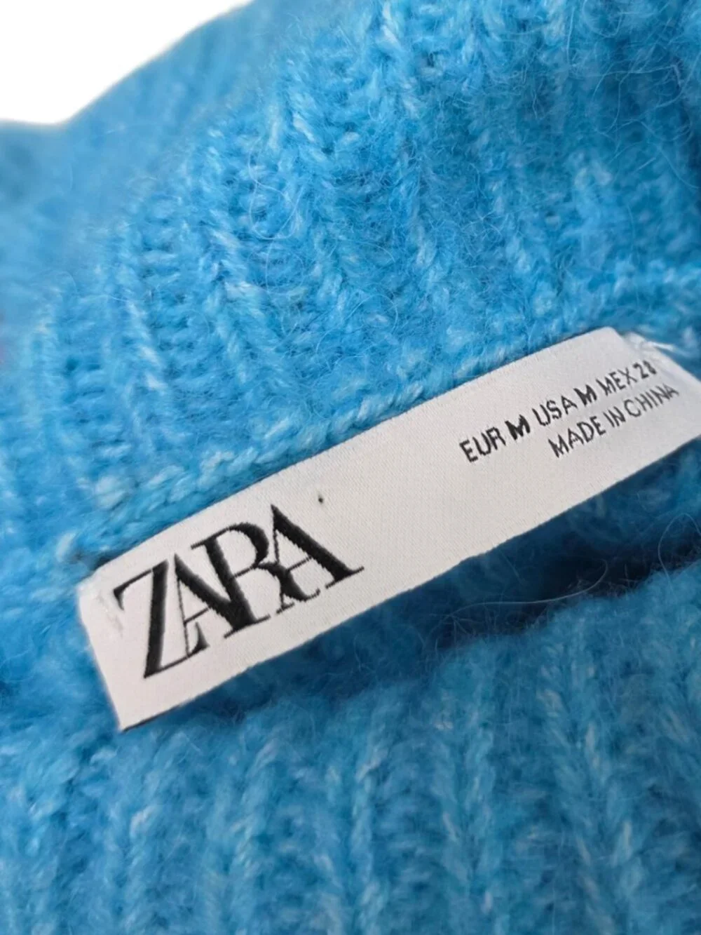 Zara Long Sleeve Turtleneck Knit Sweater, Blue, Pullover, Size M - Picture 3 of 7